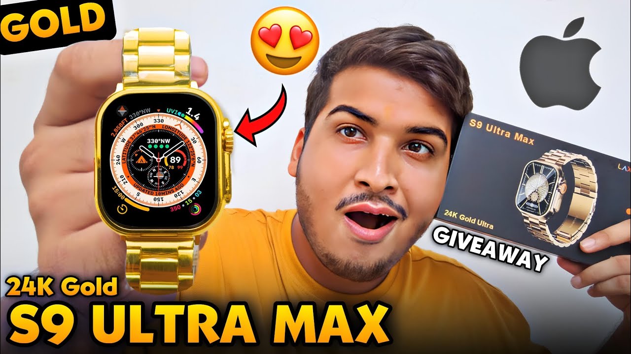 Apple Watch Ultra Gold🤯 Review and Giveaway⚡ S9 Ultra Max 24K Gold⚡