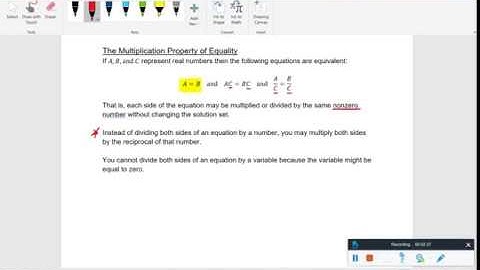 Chapter 2.2 - The Multiplication Property of Equality