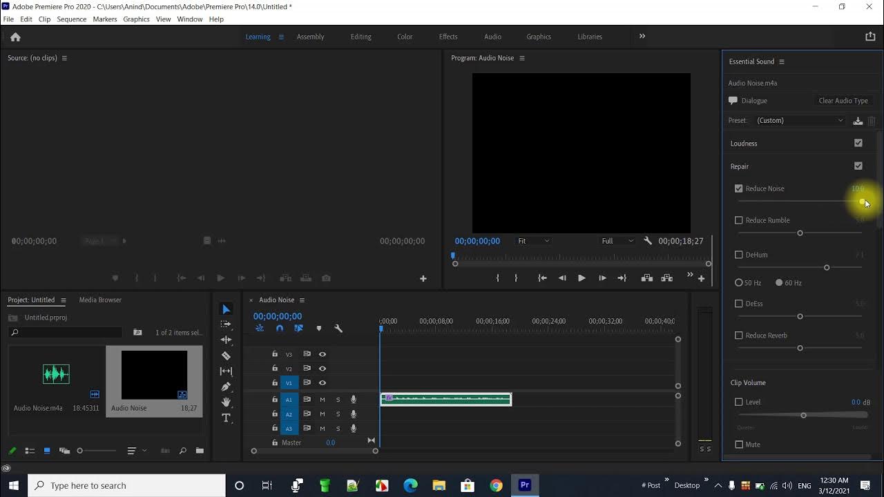 How to Remove Audio Noise in Premiere Pro cc 2021 Reduce Background
