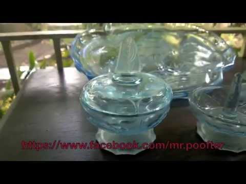 1930's Art Deco Glass Galleon VanityDressing Set