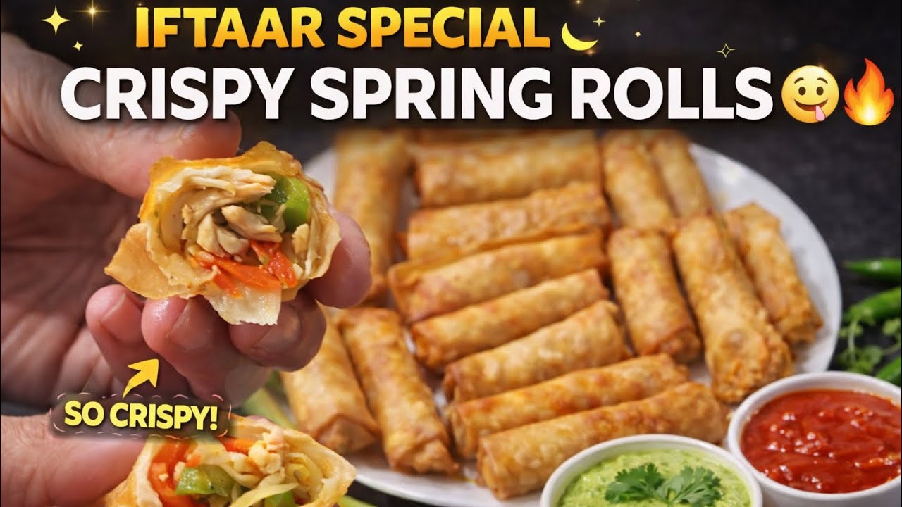 Crispy Chicken & Veg Spring Rolls | Iftaar Special 🌙Recipe 🥟✨ hot 🔥& spicy delicious 🤤 iftaar item