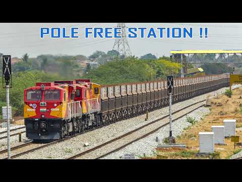 POLE FREE STATION !! GENERAL ELECTRIC DIESELS Depart !! Indian Railways