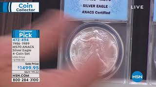 19861989 MS70 ANACS Silver Eagle 4Coin Set