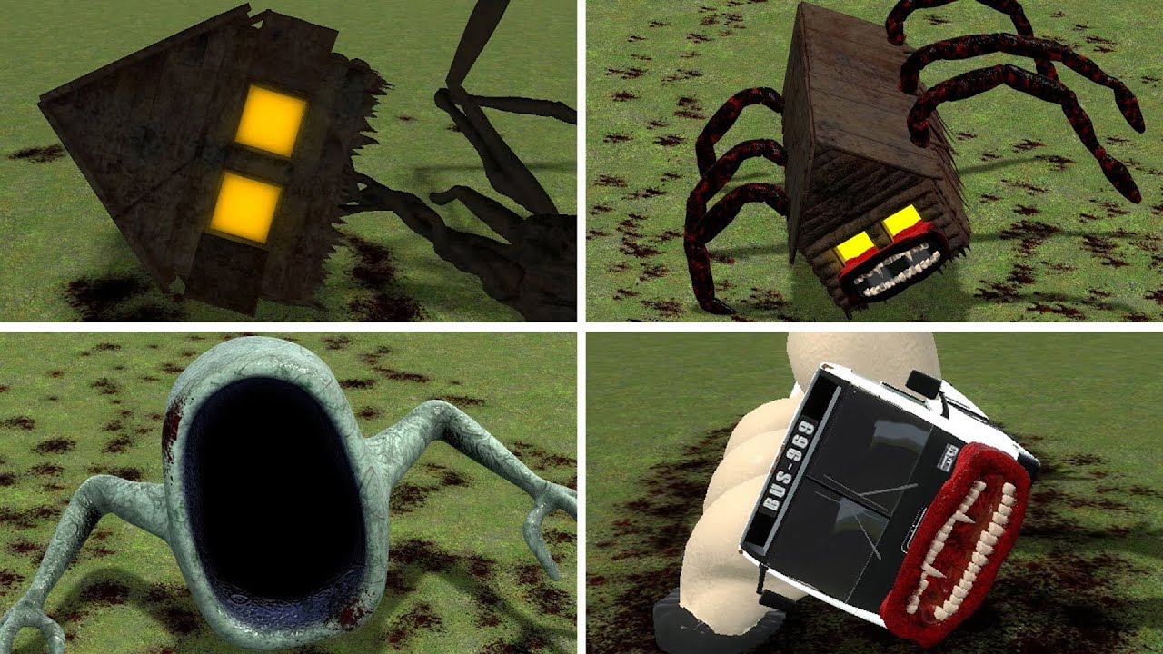 HOUSE HEAD, HOUSEHEAD BUS EATER, SEA EATER VS ALL TREVOR HENDERSON EVERY DEATH POSITION In GMOD!