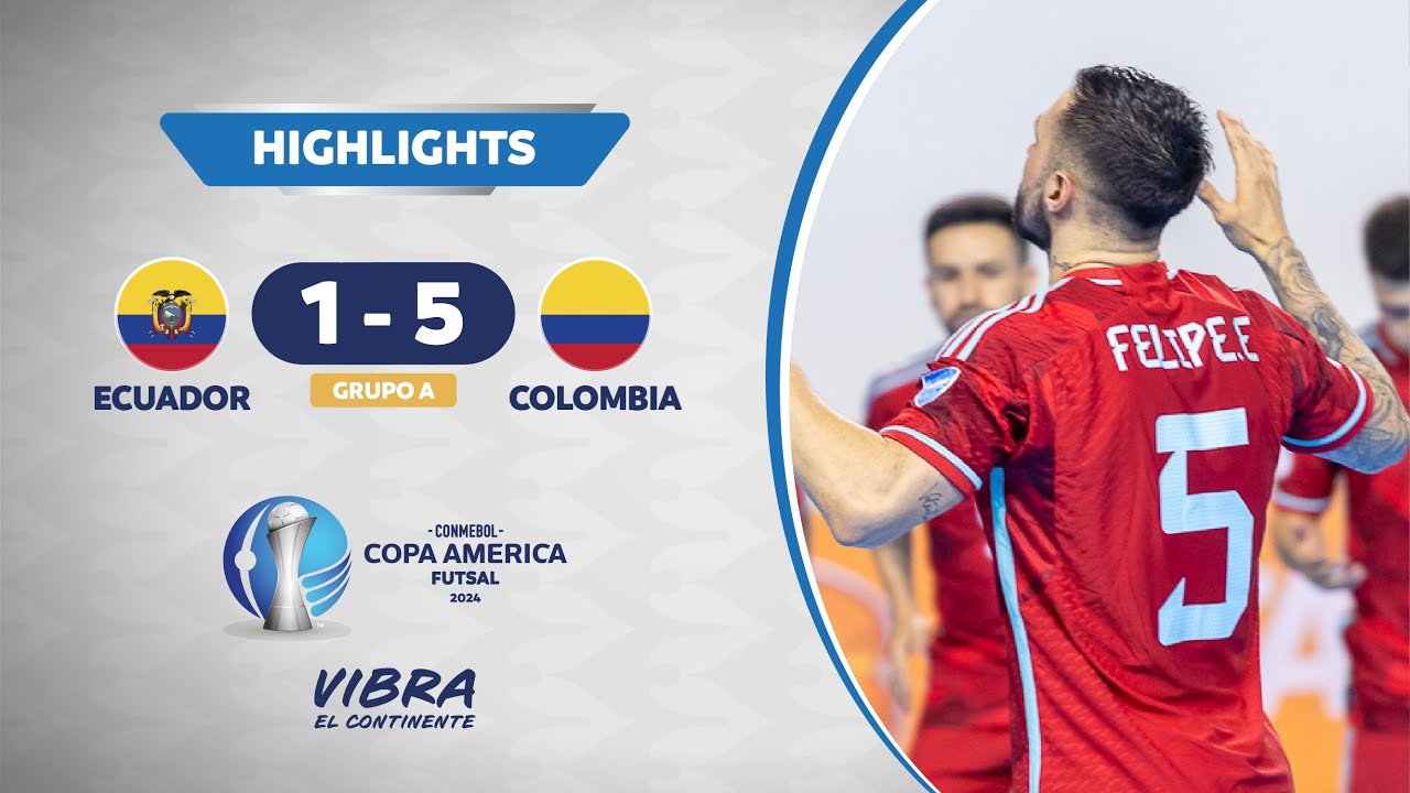 Thumbnail do vídeo: CA FUTSAL 2024 | ECUADOR 1 - 5 COLOMBIA |  HIGHLIGHTS
