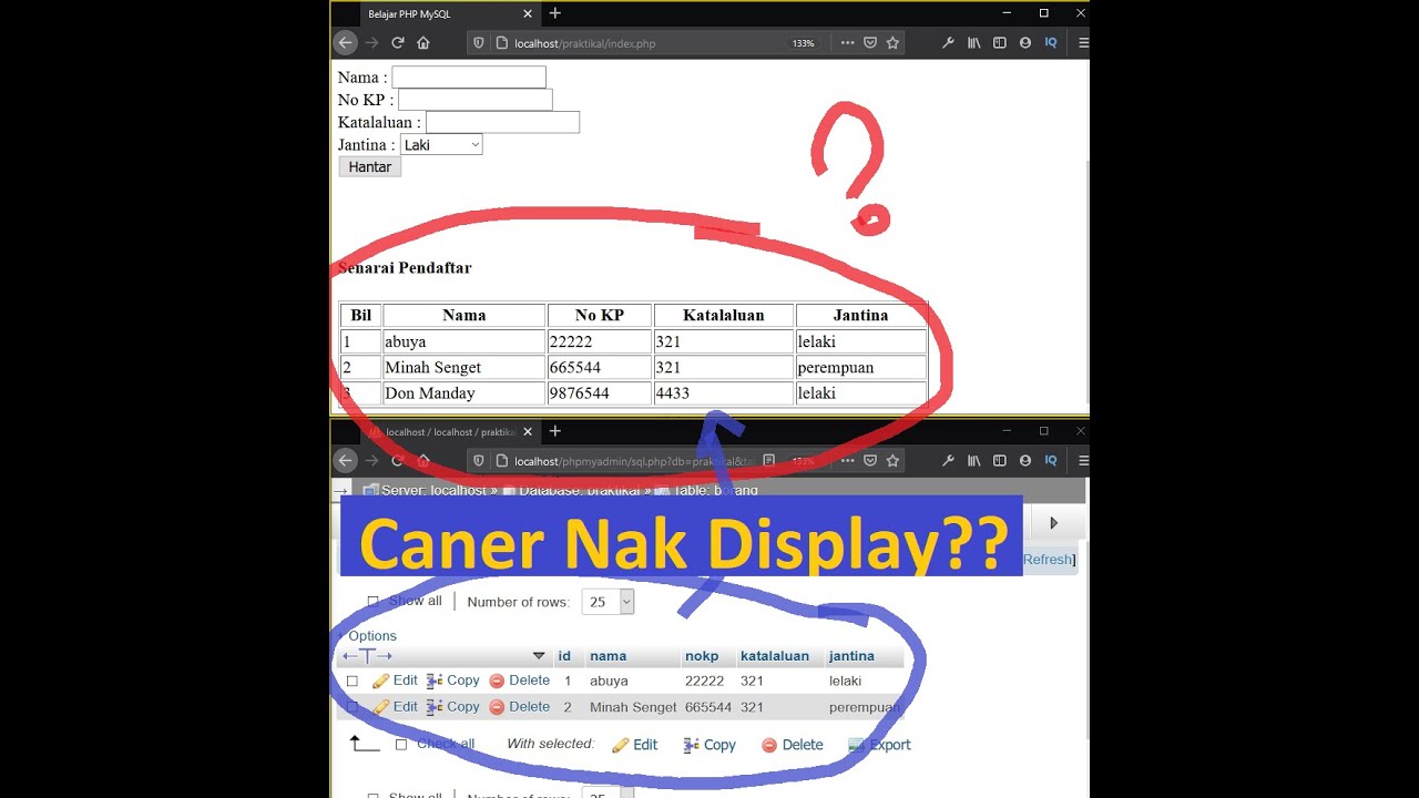 Mysql Grab Gini Cara Grab Data Dari MySQL dan Papar ke browser gunakan PHP - YouTube