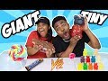 GIANT CANDY VS TINY CANDY CHALLENGE!