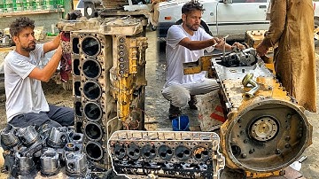 Heavy Engine Repair Cat 966E wheel loader ||repairing Cat 6 cylinder Engine