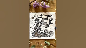 16/16 Happy Halloween Witches • #shorts #drawing #art # #inktober #illustration #witch #halloween