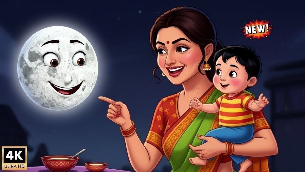 Chanda Mama Door Ke | NEW Animated Hindi Nursery Rhyme | Kids Favorite Moon Song, New Animation