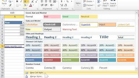 Excel 2010 Change the Appearance of Hyperlink Text