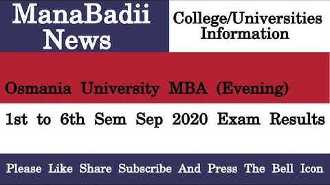 Osmania University MBA Evening 1st to 6th Sem Sep 2020 Exam Results