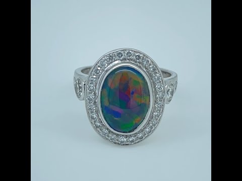 Opal Diamond Factory | Black Opal & Diamond Ring