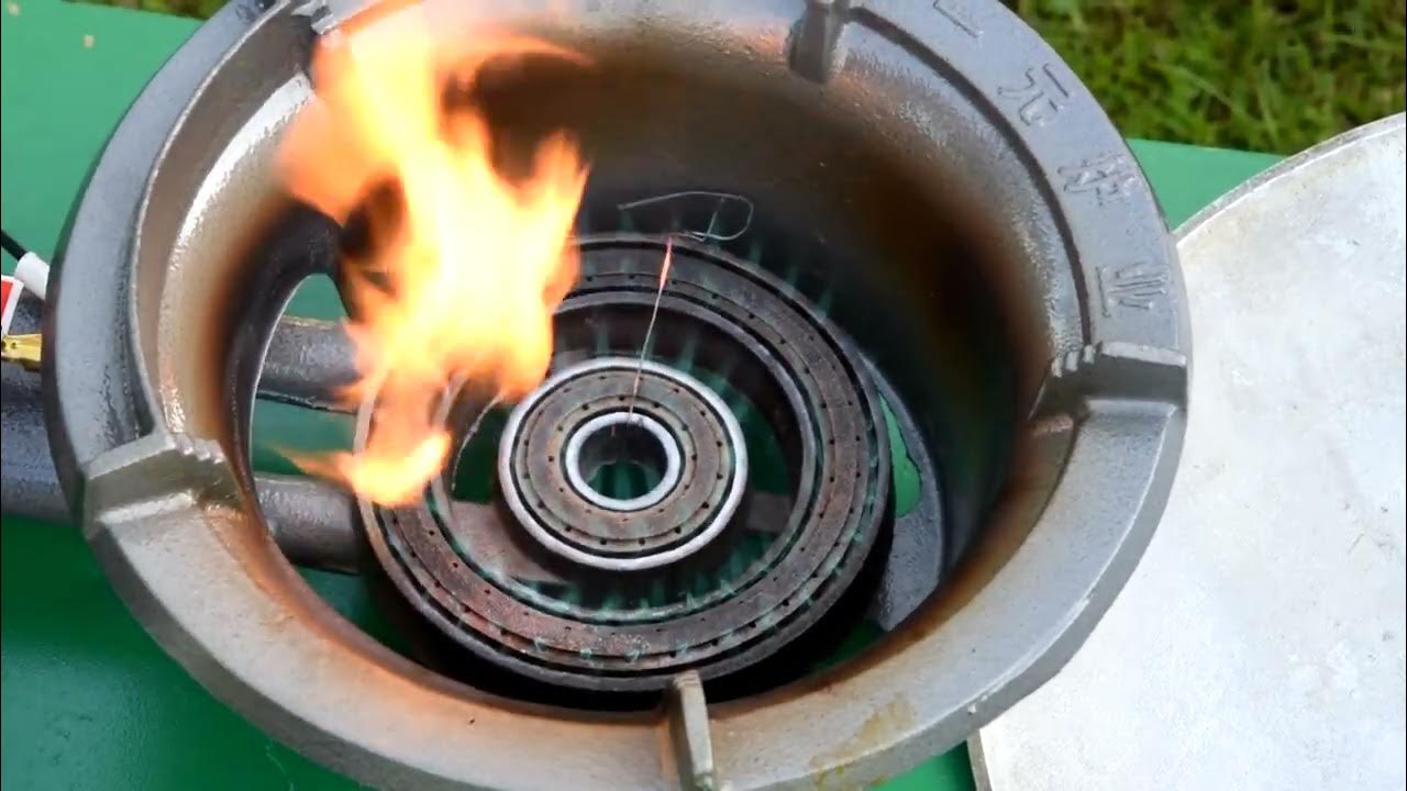 Газовая горелка 30 кВт, 2 контура. Жёлтое пламя. - YouTube