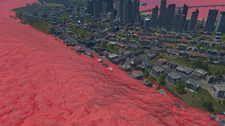 RED MEGA DOUBLE TSUNAMI Destroys City!!!