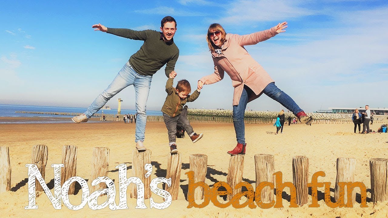 Noah had a Fun day on the Beach | Playing with Waves and Sand - YouTube