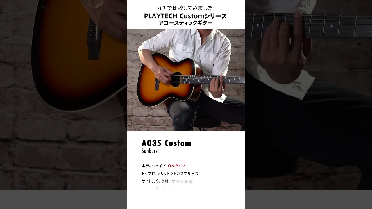 ガチ比較 PLAYTECH Customシリーズアコギ #shorts #サウンドハウス
