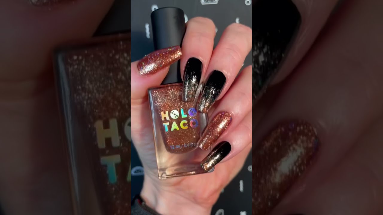 Black & Rose gold New Years nails🍾 Holo Taco