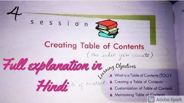 Creating Table Of Contents Class 10th Information technology(IT) Digital Documentation Sumita Arora