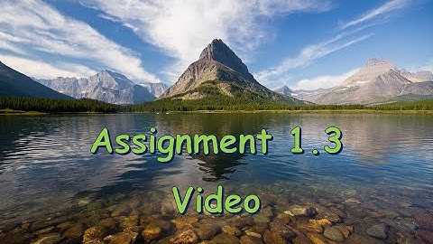 Assignment 1.3 Video