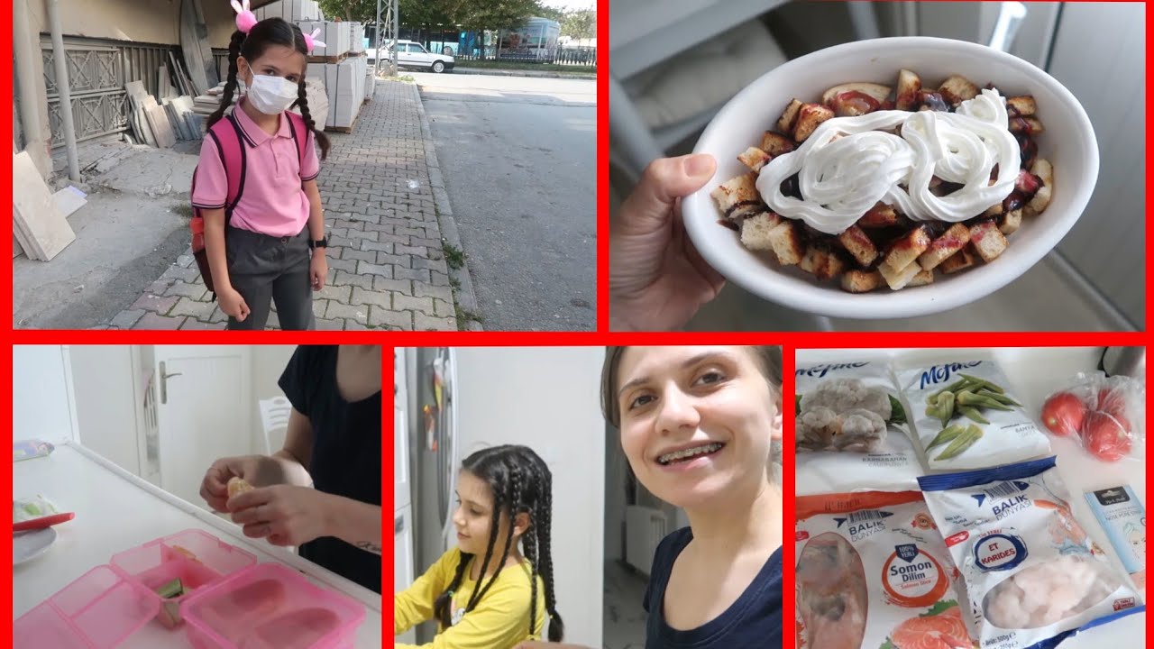 PANDEMİ DÖNEMİNDE OKULUN İLK GÜNÜ😔ÇOK ZOR GELDİ🥺A101 ALIŞVERİŞİ🛒OKULA HAZIRLIK🥪KARAMELLİ KITIR EKMEK