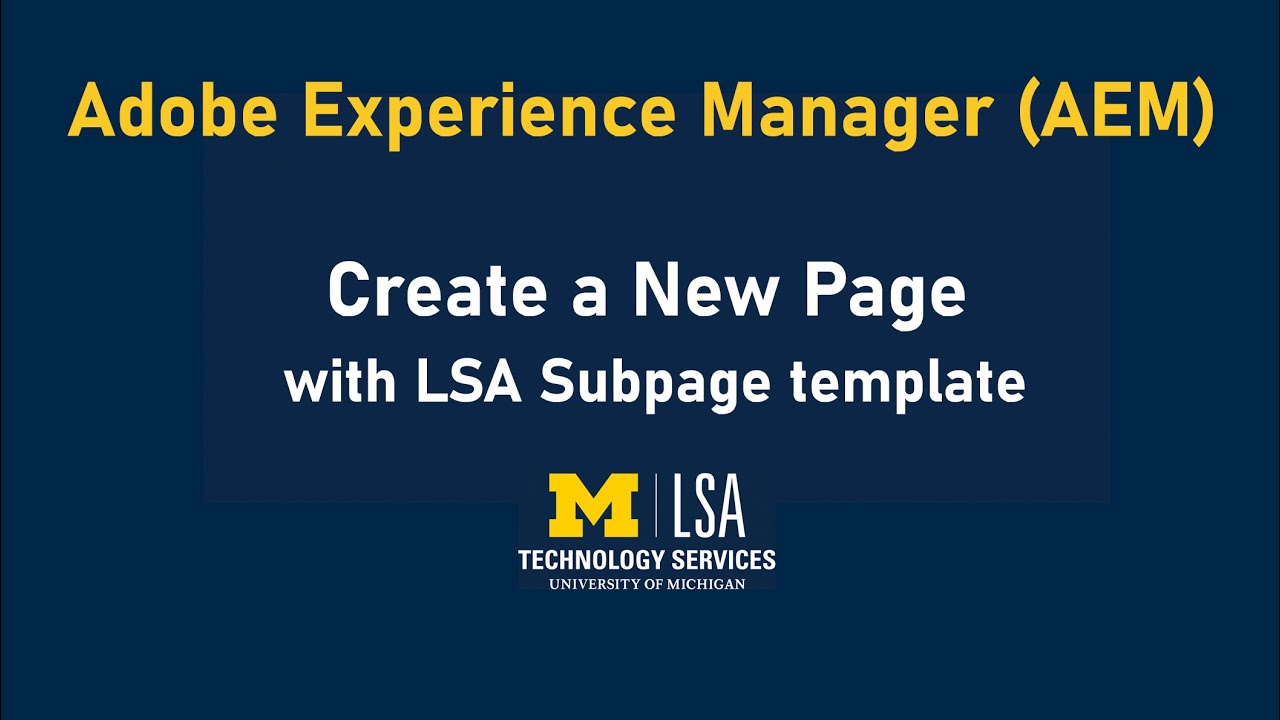 AEM Training: Create a New Page