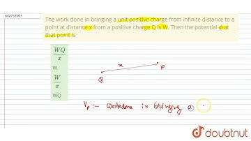 The work done in bringing a unit positive charge from infinite distance to a point at distance x...