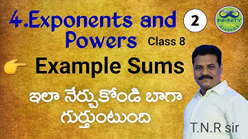 8th Class Maths Ch.4 Exponents & Powers, Example sums (AP & TS) In Telugu