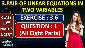 Class 10th Maths Chapter 3 | Exercise 3.6 Question 1 (All 8 Parts) | Reducing to Linear Equations