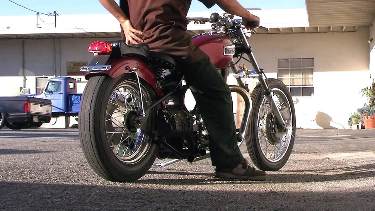 1966 Triumph Bonneville kick start and ride. YouTube