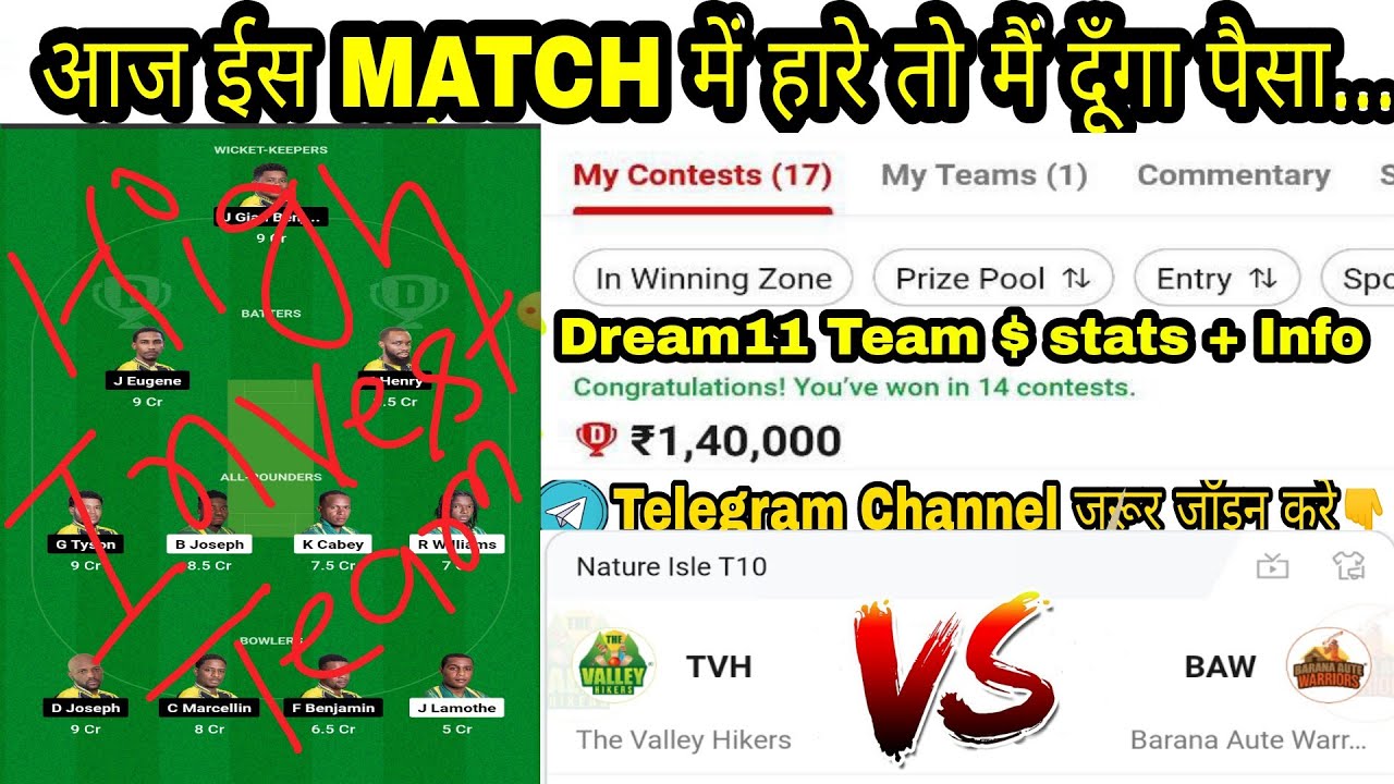 TVH vs BAW Dream11 Team | TVH vs BAW Dream11 Prediction | TVH vs BAW Today Dream11 Team | TVH vs BAW