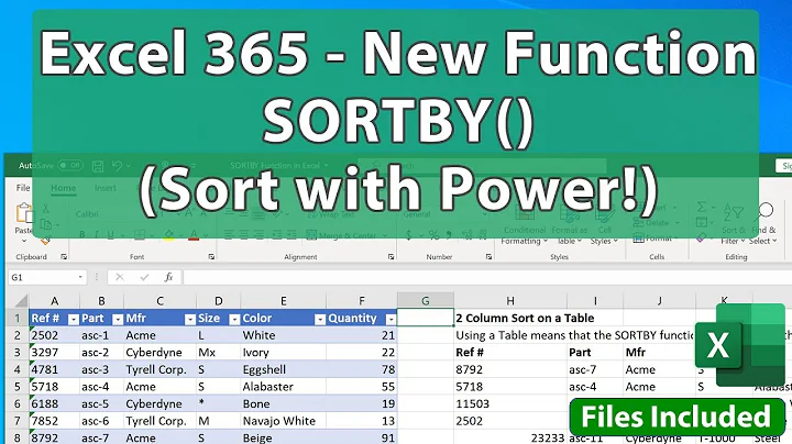 Power Sorting in Excel with SORTBY() - New Excel 365 Function to Sort Data