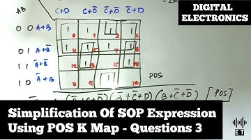 Simplification Of SOP Expression Using POS K Map | Questions 3 | Karnaugh Map | Digital Electronics