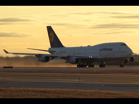 Lufthansa 747-400 take off, DTW
