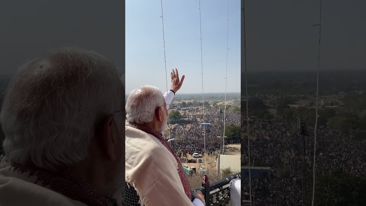 Electrifying! Sea of supporters in Bhilwara give PM Modi a rockstar-like welcome!