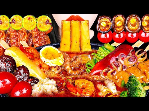 ASMR SPICY SEAFOOD HOT POT 마라탕 뉴진면 분모자 먹방 OCTOPUS, ENOKI MUSHROOM MALATANG EATING SOUNDS MUKBANG