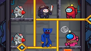 Rescue Imposter - Pull The Pin Android Gameplay Walkthrough Levels (55 to 74) Part  #5