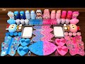 ASMR slime mixing – Blue vs pink Labubu glossy satisfying sounds 2183