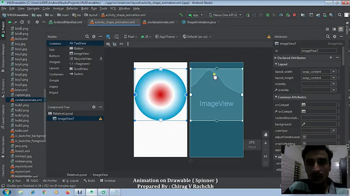 Android Practical 43 Animation on Shape using Spinner XML
