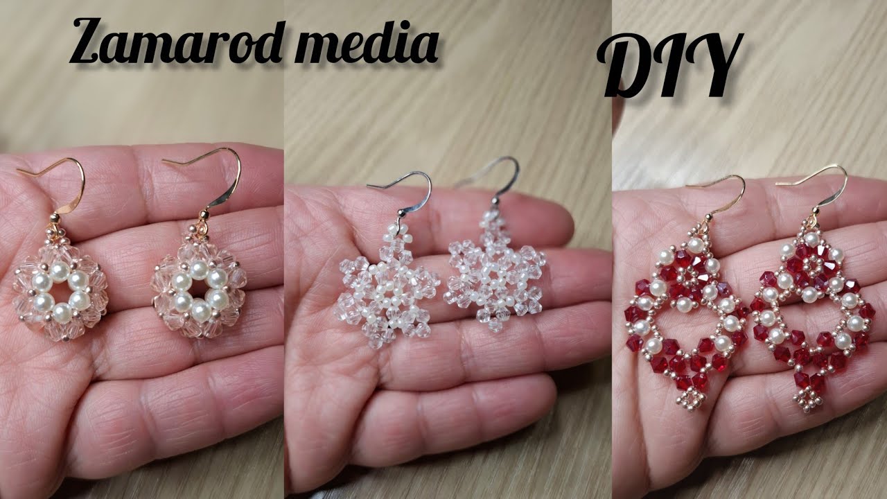 سه ایده متفاوت برای گوشواره دست ساز/ساده وشیک  پور فروش .#earrings #ساختن #handmade #stonebeads 