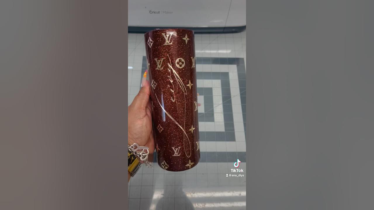 Louis Vuitton inspired glitter tumbler