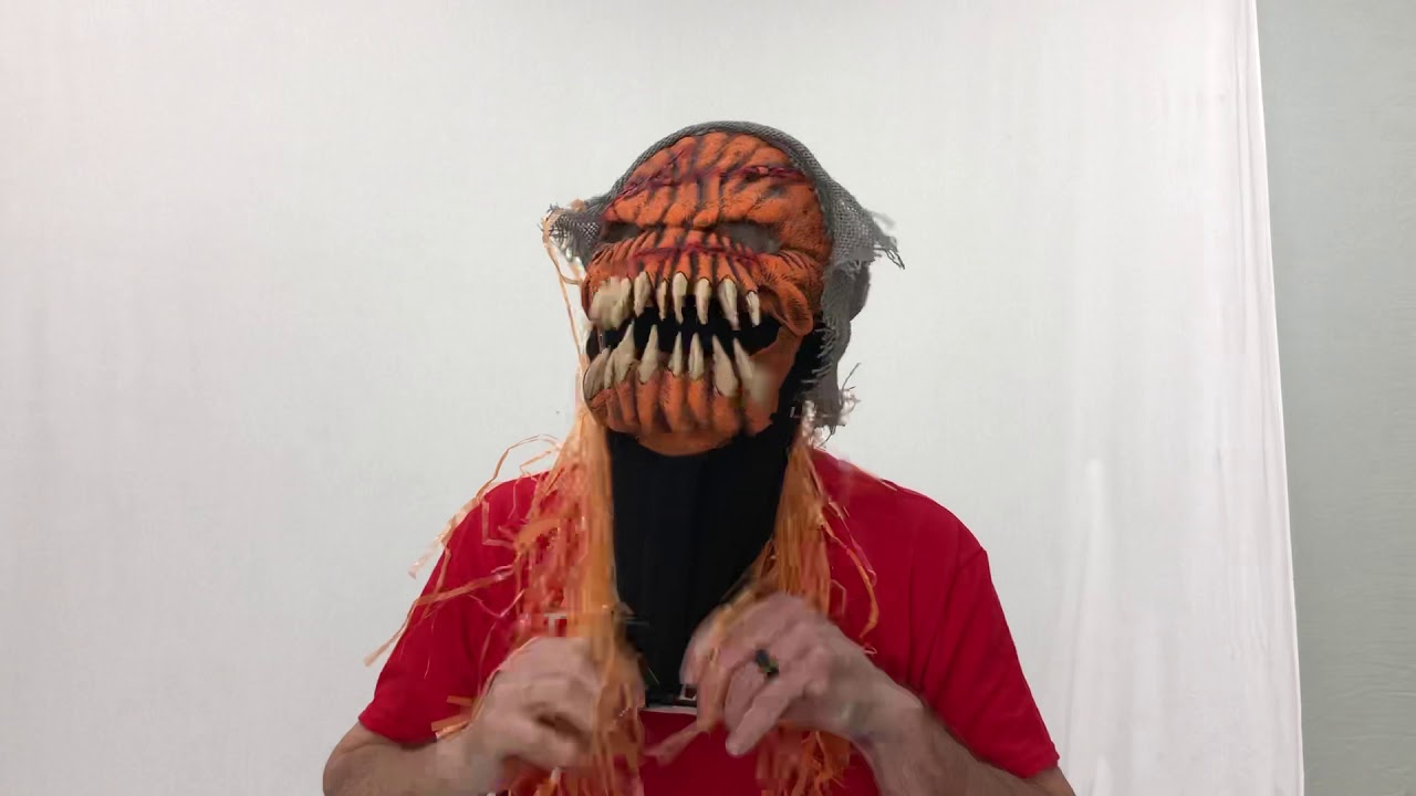 Smashing Jack Pumpkin Monster Latex Face Mask with Moving Mouth