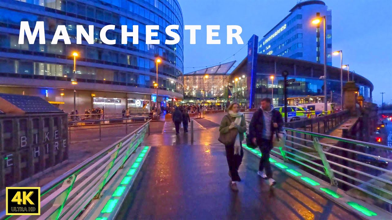 🇬🇧 Evening walk from Piccadilly Station via China Town, Market Street to Deansgate, Manchester, U.K.