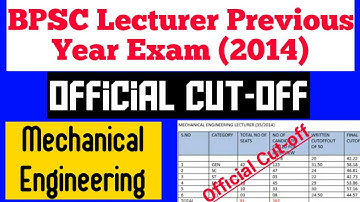 BPSC Government Polytechnic College Lecturer Previous Year Exam 2014  Official Cut-off