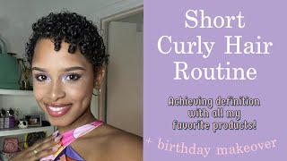 Short Curly Hair Routine with Rosemary Oil Application | Showcasing my favorite curly hair products
