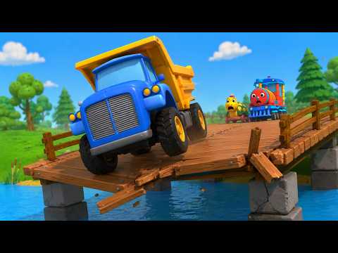 Bridge Repair — Construction Vehicles Truck, Tow Truck, Grader — Ollie the Little Train