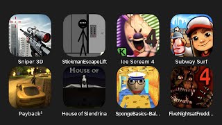 Sniper 3D, Stickman Escape Lift, Ice Scream 4, Subway Surf, Payback 2, House of Slendrina... screenshot 4