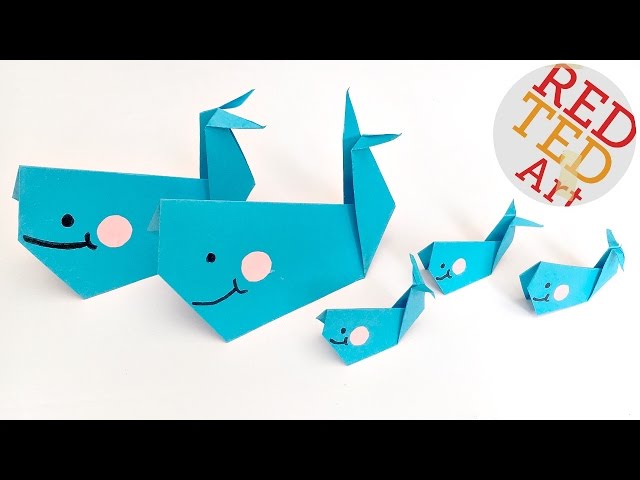 Easy Origami Whale - Paper Crafts for Kids - Red Ted Art