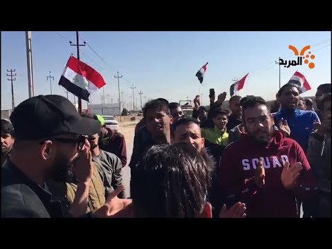 المئات يتظاهرون امام بوابة البرجسية النفطية للمطالبة بالتوظيف المربد