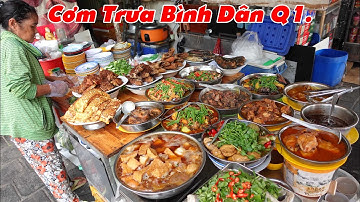 Quầy cơm trưa giá bình dân ngay khu trung tâm Sài Gòn cơm bao no thêm canh rau xanh rau xào